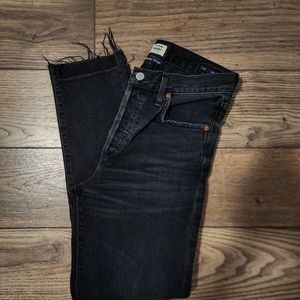 Frayed Hem Vintage High Waist Straight Leg Jeans CoH Liya